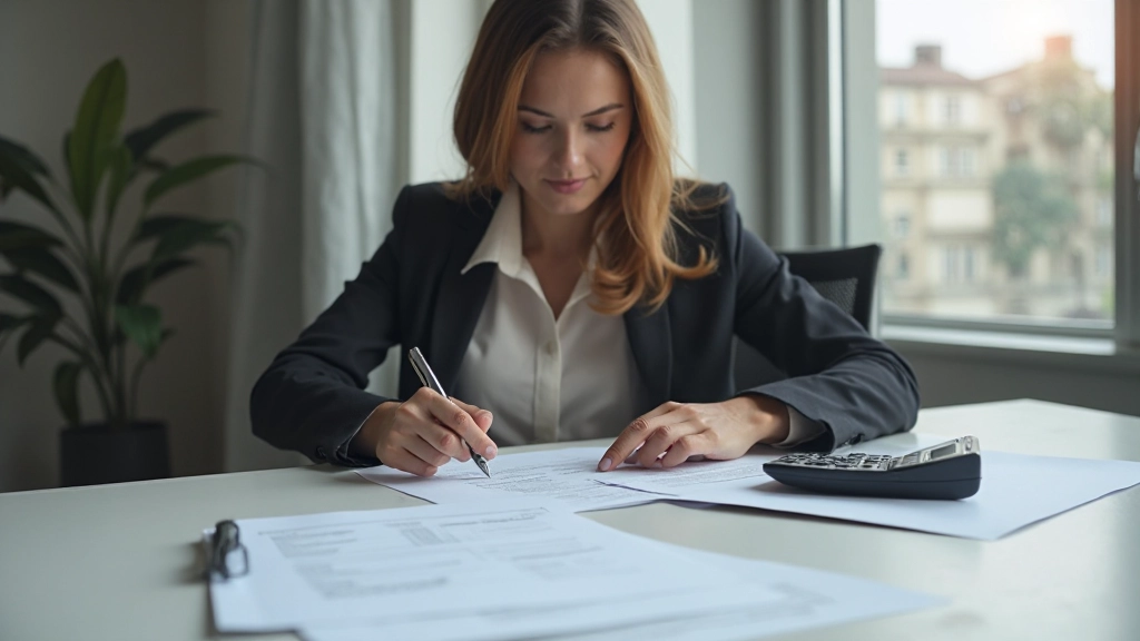 Профессиональный финансовый консультант работает с документами кредита на современном рабочем столе